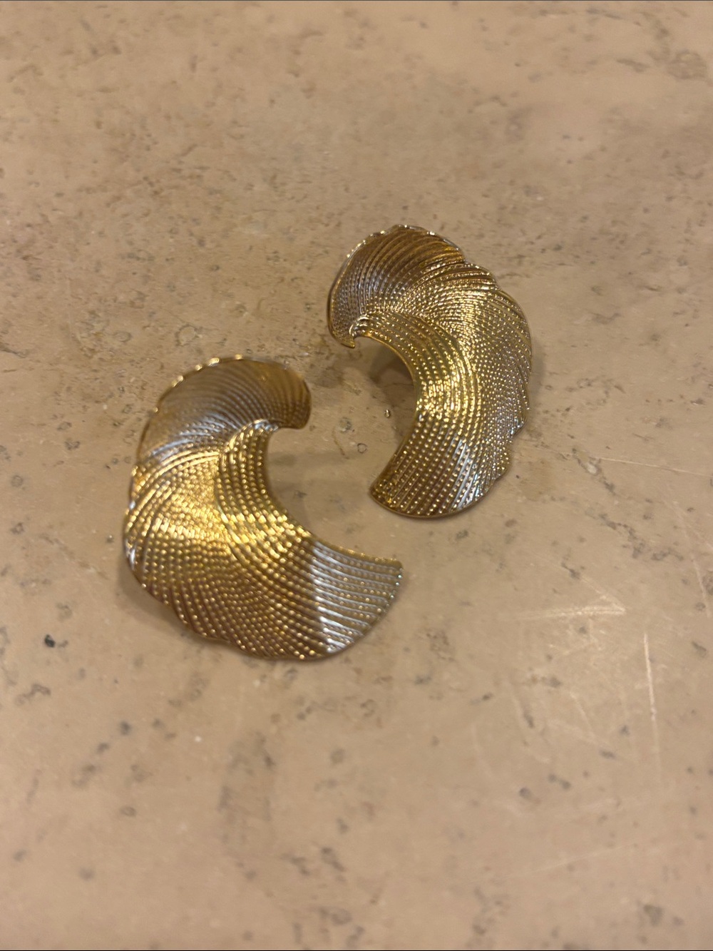 Trifari Gold-Tone Sculpted Wave Clip-On Earrings